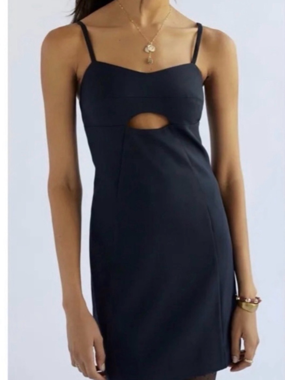 Women’s Anthropologie Deep Navy Cutout Spaghetti Strap Dress. 2x. NWT.